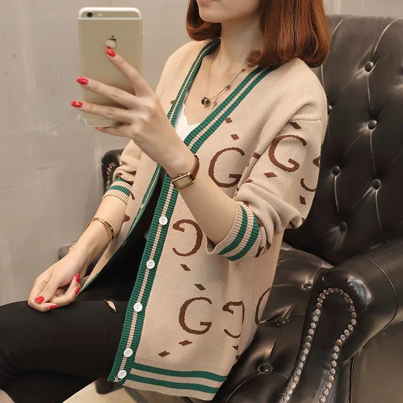 Embroidery Knitted Cardigan Japanese Cartoon Sweaters for Women Coat Female Autumn and Winter Loose Wild Thicken Kawaii Tops