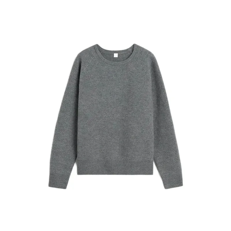 LUXURY Pullovers for Women Spring 2025, New Round Neck Silhouette with Raglan Sleeves Design, Wool Blend Knit Sweater