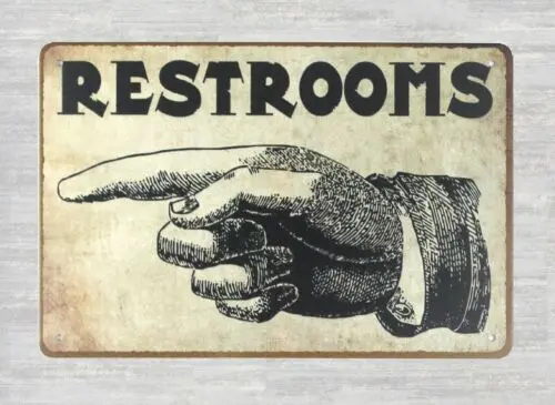 1 Stück, Pointing Hand Toiletten, Blechschild, Schlafzimmer, Büro, Design