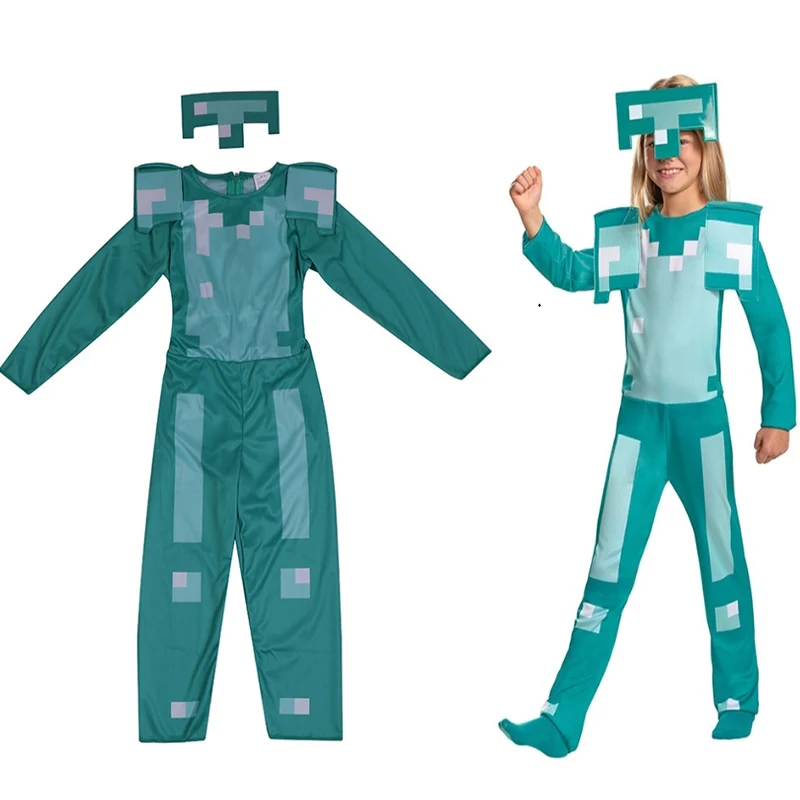 キッズ-ハロウィン-コスプレ-コスチューム-デラックス-マイ-ワールド-minecraftinglys-セット-ダイヤモンド-アーマー-シリーズ-パーティー-男の子と女の子-ファンシー衣装
