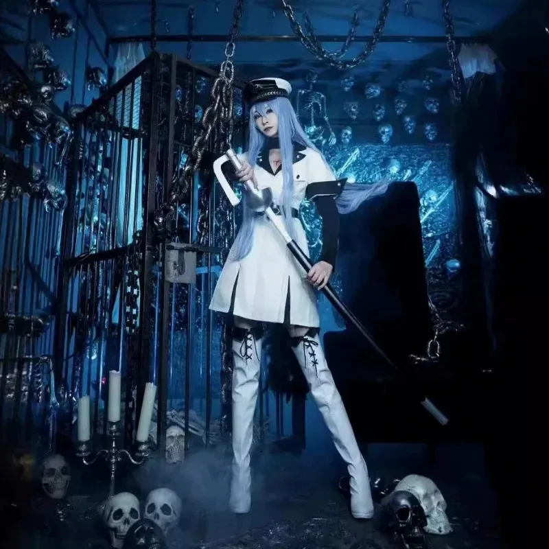 أنيمي Akame Ga KILL Esdeath زي الدعائم اكسسوارات تأثيري مجموعة كاملة عطلة حفلة كرنفال فستان موحد النساء Clothingx ؛ 8