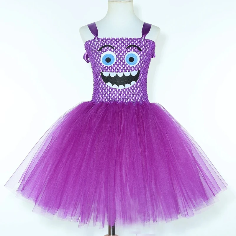 Rich Purple Character Flowy Mesh Costume Breathable Sleeveless Attire for Toddler Halloween Carnival Themed Birthday Role Play