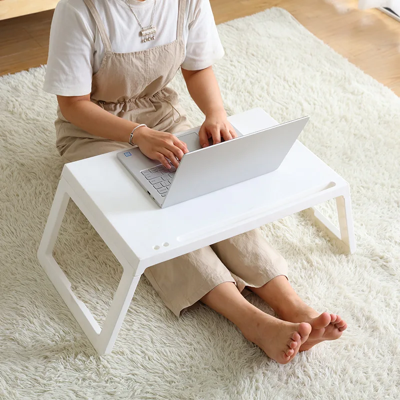 Folding Computer Desk for Home Use with Card Slot and Charging Hole Bedroom Student Bed Study Table Three Colors available