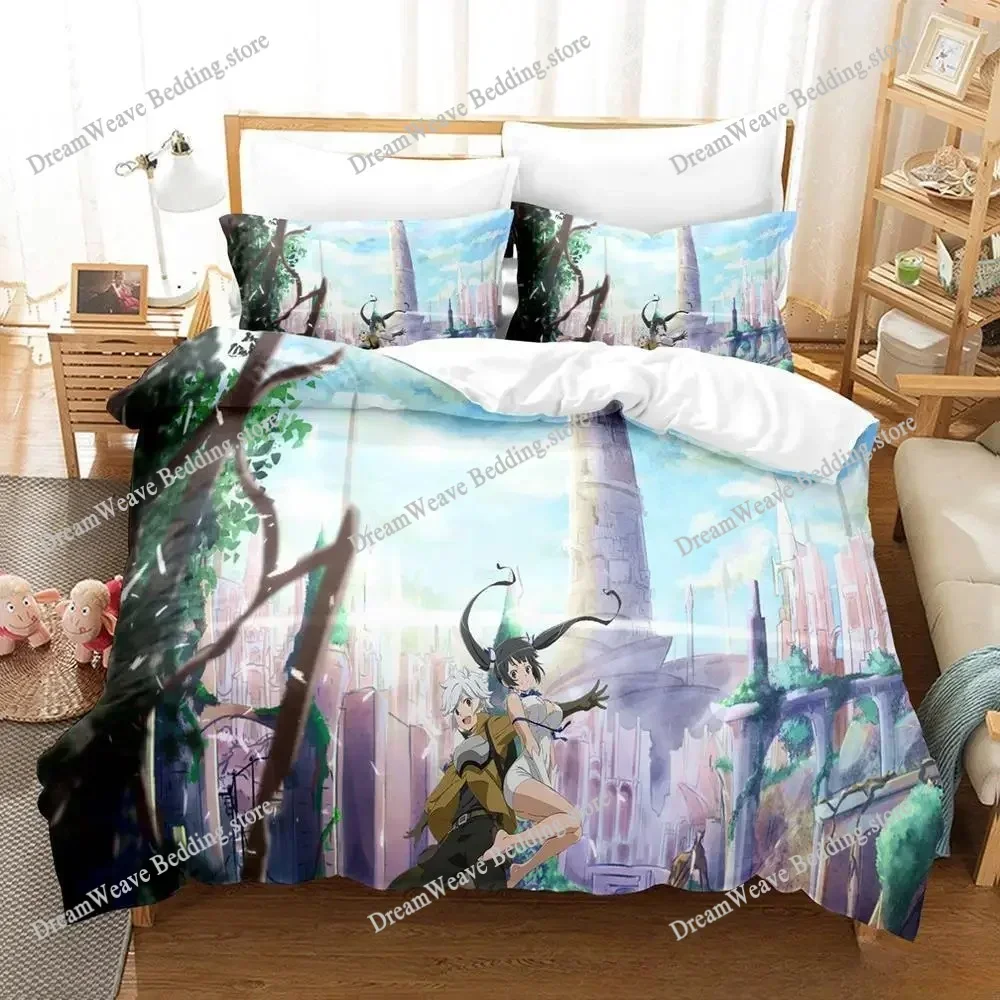 New Is It Wrong To Try To Pick Up Girls in A Dungeon IV Part Bedding Set Anime Adult Kid Bedroom Duvetcover Sets Luxury Gift592F