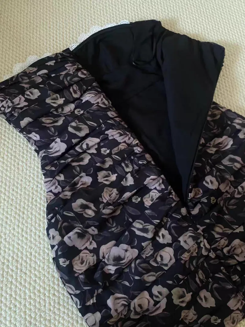 Luxury Magd Floral Print Strapless Dress 2025 New Baddie Xshape Built In Bra Mini Dress Tupe Top Fashion Socialite Party Clothes