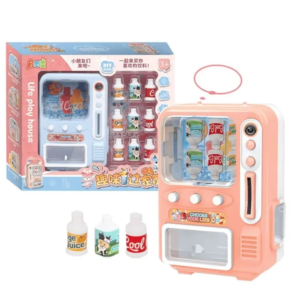 Mini máquina de venda automática de bebidas, brinquedo multifuncional, adereço para bebidas, automática, operado por moedas, decoração de móveis para casa de boneca