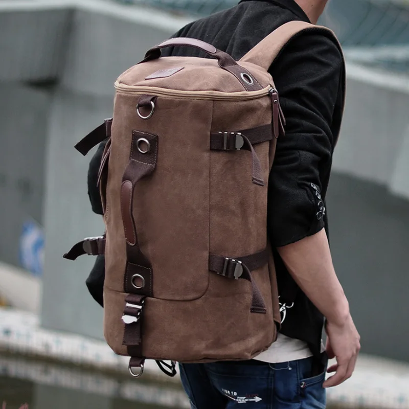 

Canvas Backpack Men's Fashionable Student Schoolbag Youth Travel Bag Computer Large-Capacity Backpack Messenger Bag