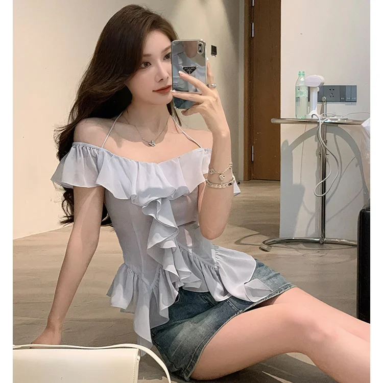 

Irregular Black Ears Shirt Women's Design Niche Slim and Chic Mesh