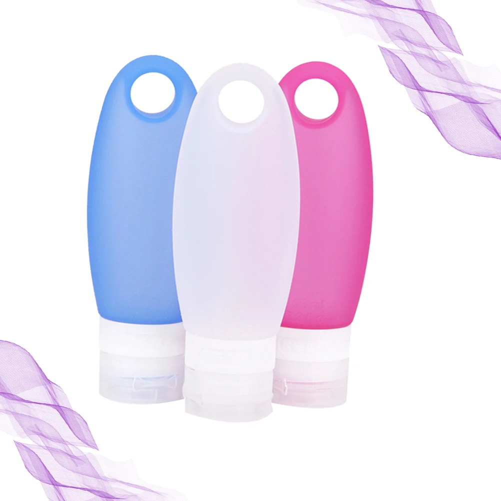 

3pcs Refillable Silicone Travel Bottles Reusable Shampoo Lotion Containers Portable Leak Proof For Camping Trip Airline Approved
