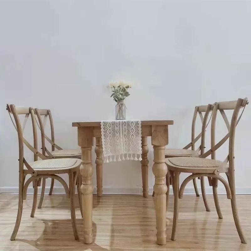 

Modern minimalist American country retro small apartment household rectangular solid wood dining table and chair combination
