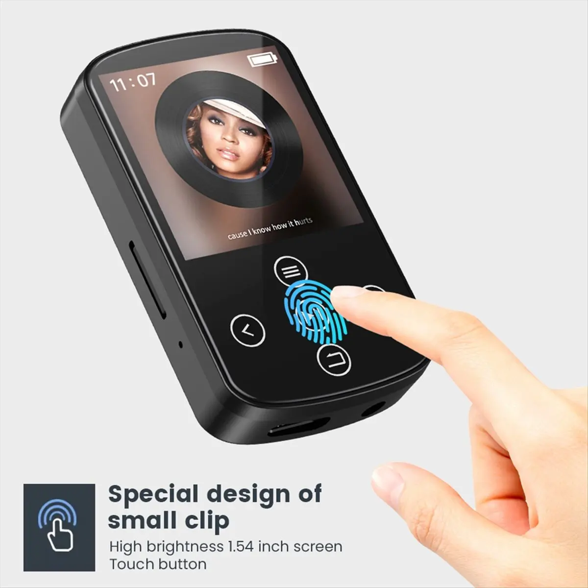 Bluetooth MP3 Player Sport Back Clip Music Player HiFi Sound Sports Player 1.5 Inch Screen with FM Radio E-Book 16G
