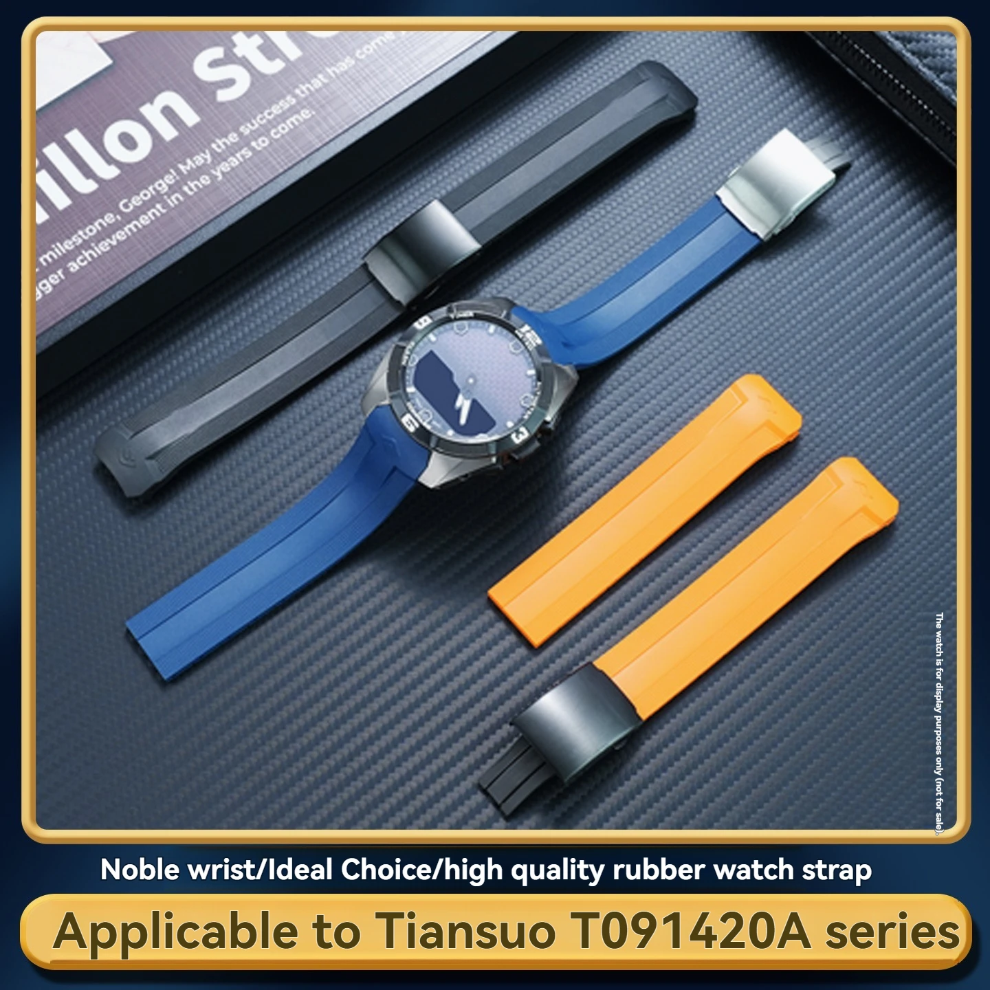 Rubber Watch Strap For Tissot 1853 T‑Touch Solar T091 Touch Screen Watch Replacement Wrist Band