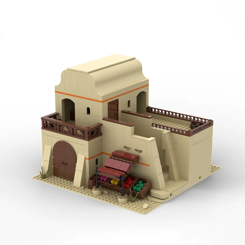 1127 pz MOC Esotico Deserto Architettura Modulare Deserto Spice House Deserto Trading Design FAI DA TE Building Blocks Giocattoli Di Compleanno Regalo