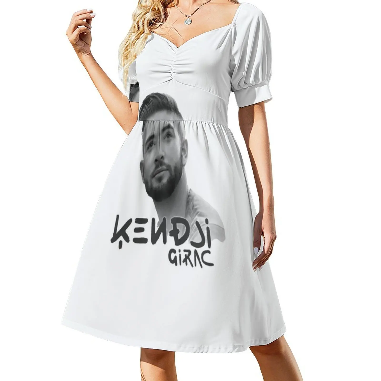 Kendji girac retrato floral blusa vestido para mulheres primavera verão vestido casual para festa canção frança gims idéia menina música cigano