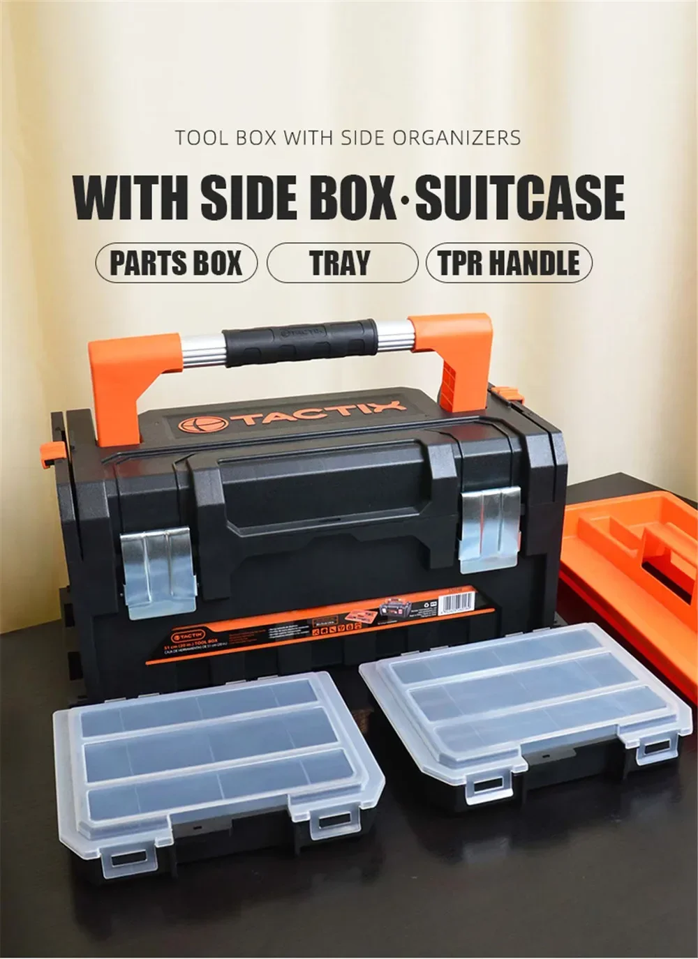 Thickness Plastic Combined Tool Box with 2 Parts Box Hardware Tools Storage Screwdriver Wrench Electric Drill Organizer Toolbox