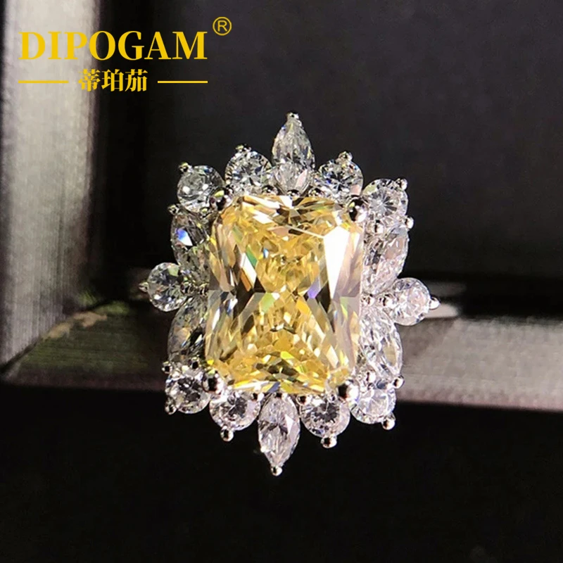 

New Elegant Yellow Diamond moissanite Women's Ring Wedding Anniversary Party Women's Accessories Shining Fashion Wedding Jewelry