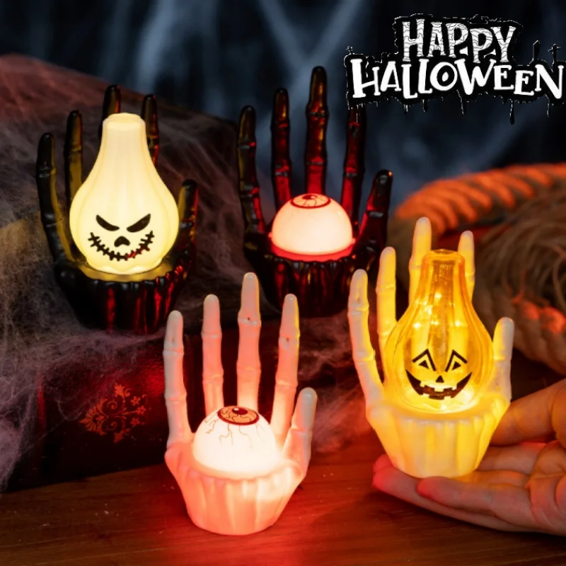 Spooky Halloween Decor Pumpkin Light Ghost Hand Prop For Party Scene Setting Haunted House Atmosphere Halloween Decoration