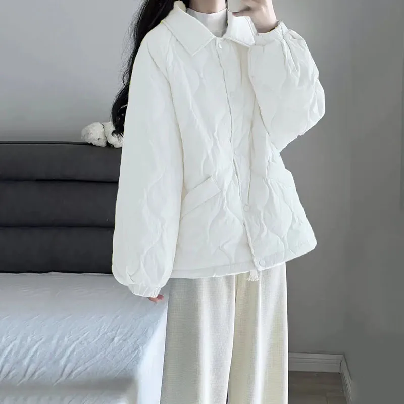 

Autumn Winter New Light Down Cotton Padded Jacket Women Bread Clothes Were Loose Lapels Korean Short Cotton Coat Female Tops