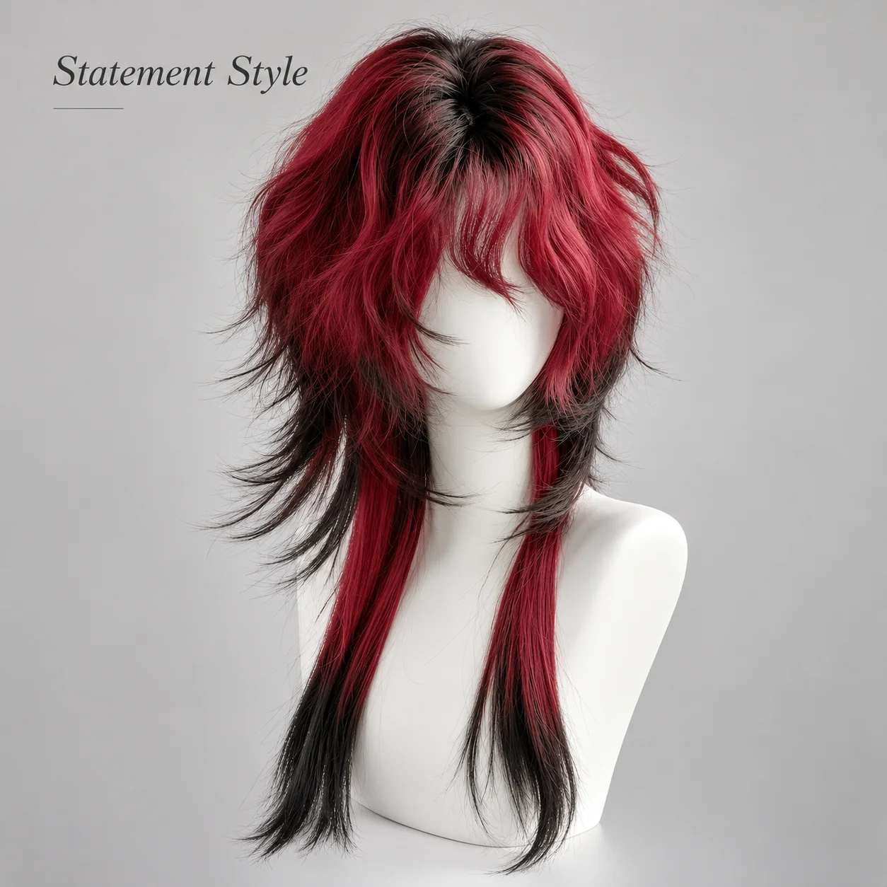 Unisex Layered Wolf Cut Mullet Wig with Wispy Bangs, Fluffy Japanese Style Full Head Wig for Daily Wear and Cosplay