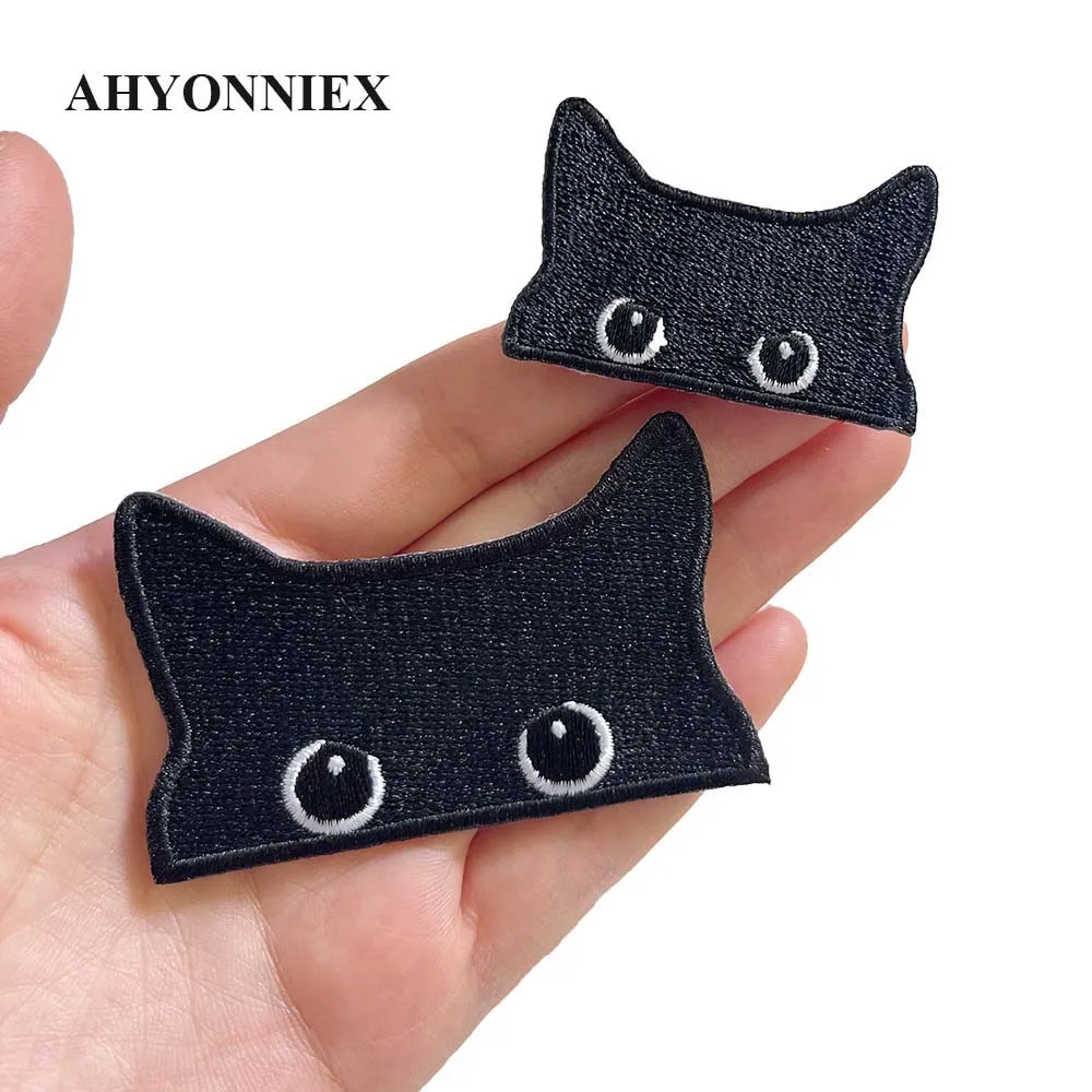 1 Piece Cute Black Cat Embroidered Clothing Patches For Clothes Parch Iron On Fabric Sticker