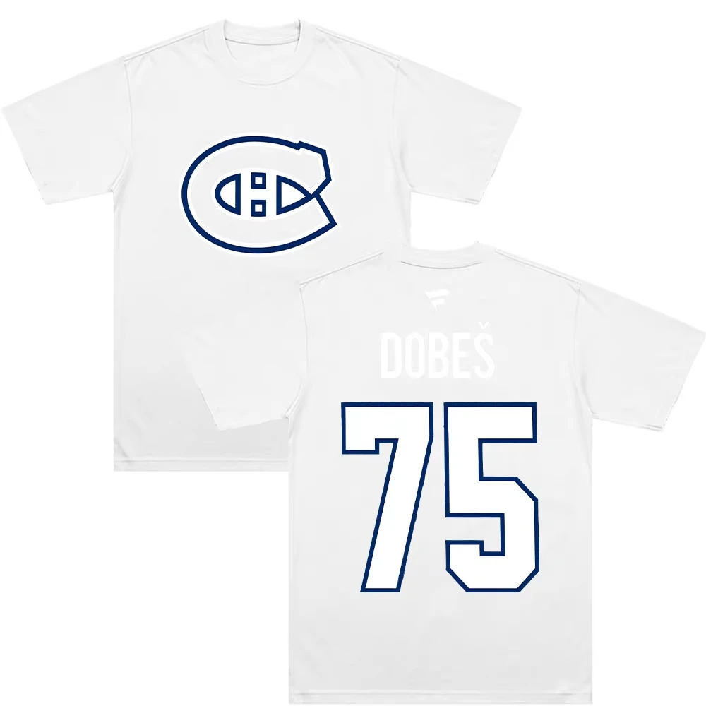 Montreal Canadiens Jakub Dobes 75 100%cotton Shirt 2026 Summer New Men's Women's Fashion Leisure O-neck Ice Hockey Jersey Tshirt