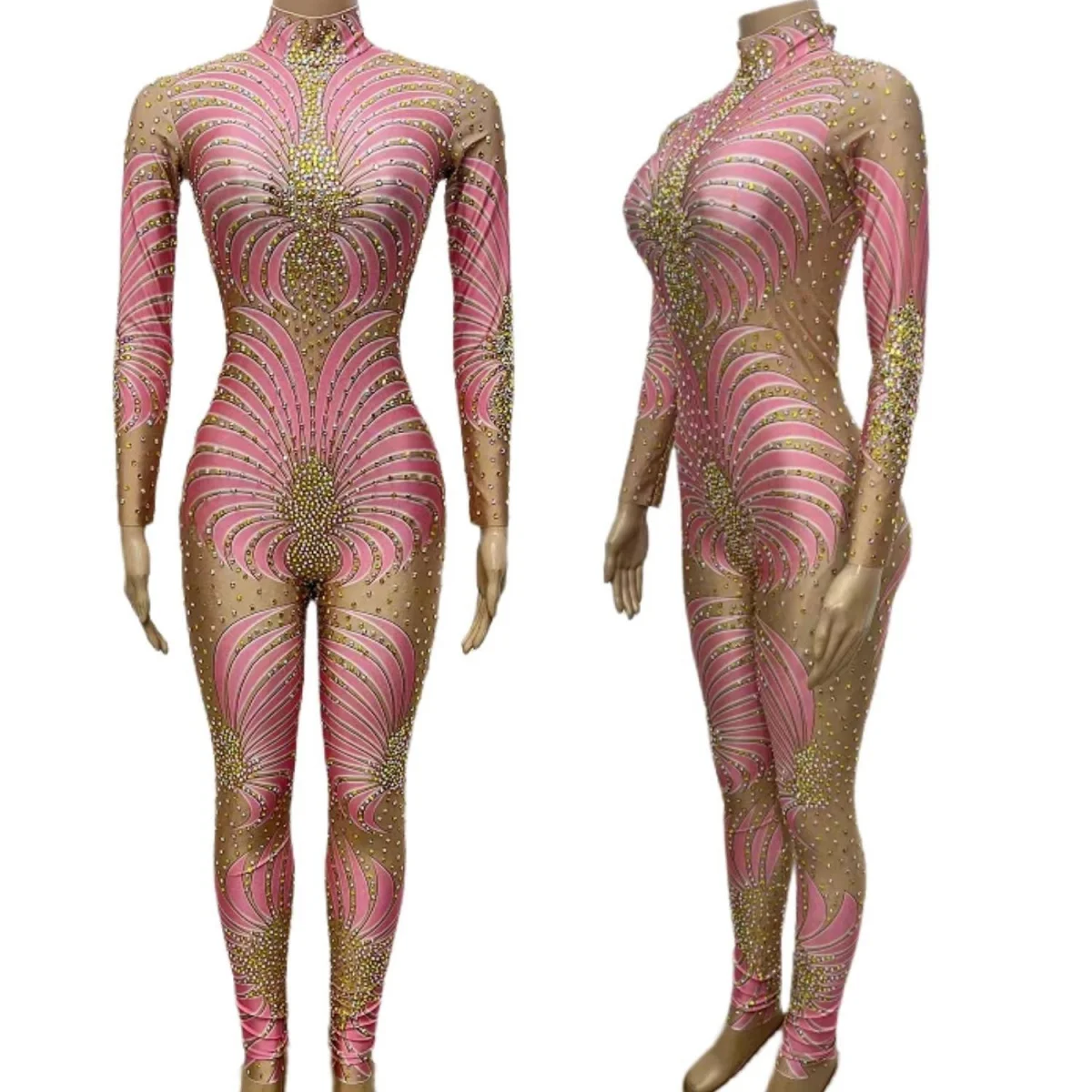 

Sparkly Rhinestone Spandex Tight Fitting Jumpsuit Celebrate Party Sexy Outfit Nightclub Stage Performance Dance Wear Xiangrikui