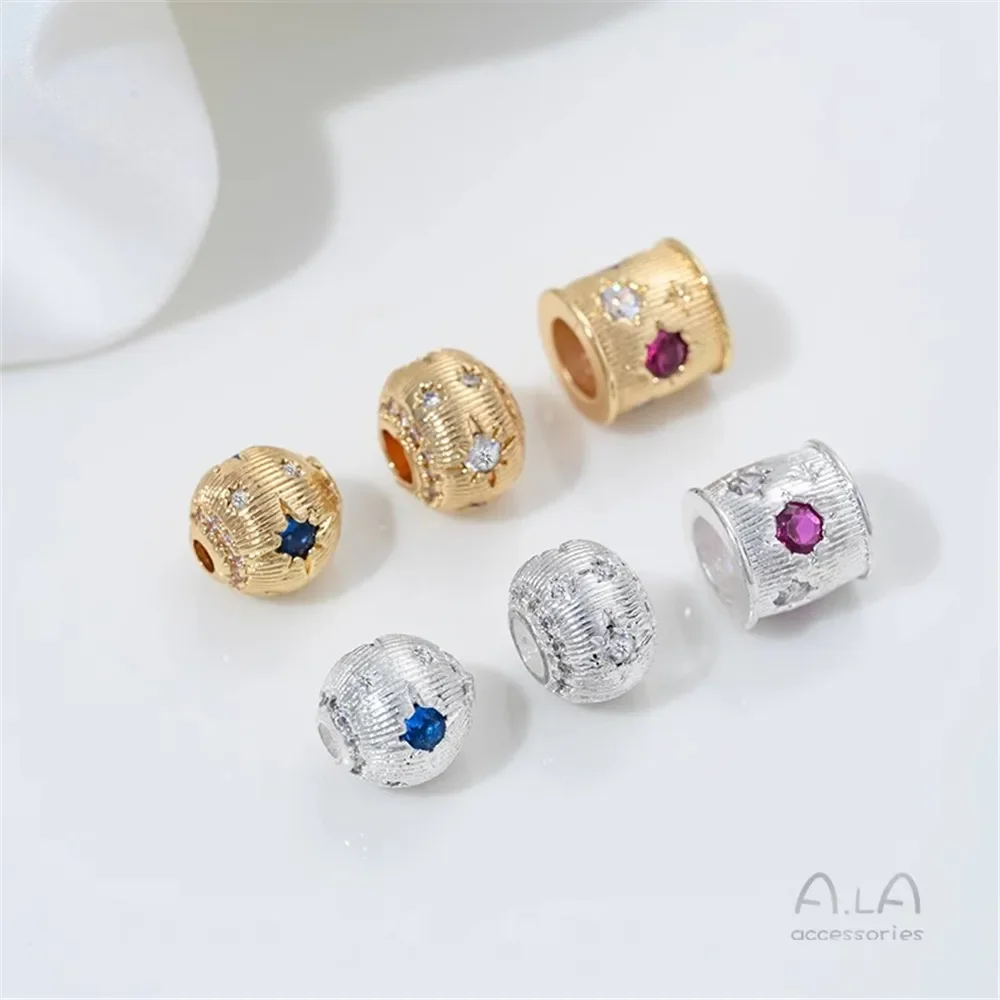 Z452 14K Gold-plated Zirconium Beads Accessories Large-hole Bucket Beads Hand-strung Pearl Necklaces Bracelets Diy Materials