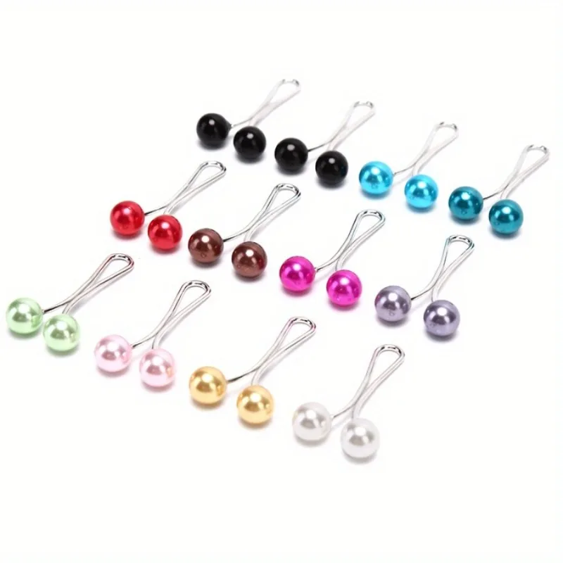 12 teile/los Anti-Rutsch-Brosche Kopftuch Schal Schal Dame feste Stifte Schal Hijab Clips Perle stilvolle Brosche für Frauen Schmuck