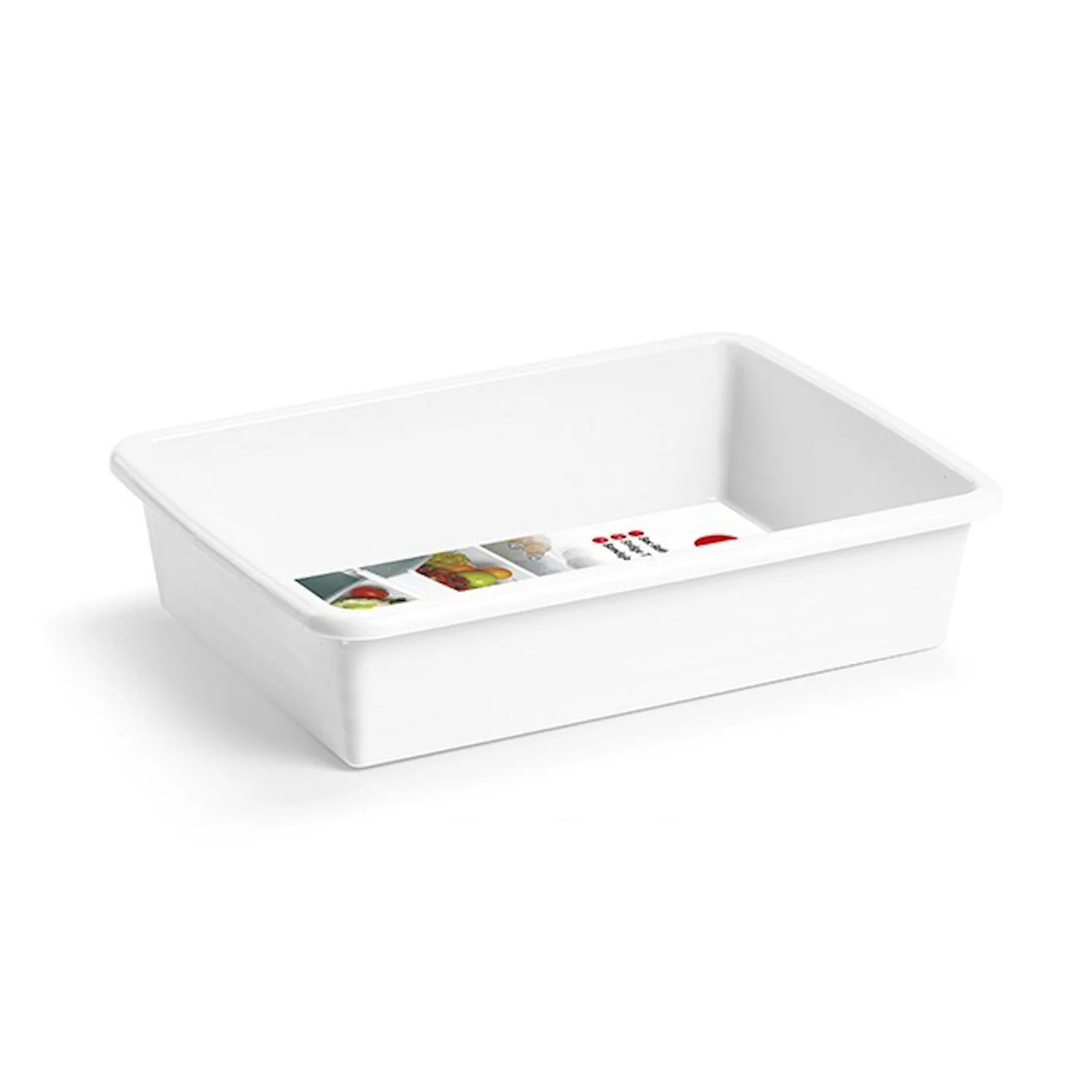 Tradineur-small rectangular tray for refrigerator, white, capacity 1.65 liters, 6x19x26 cm.