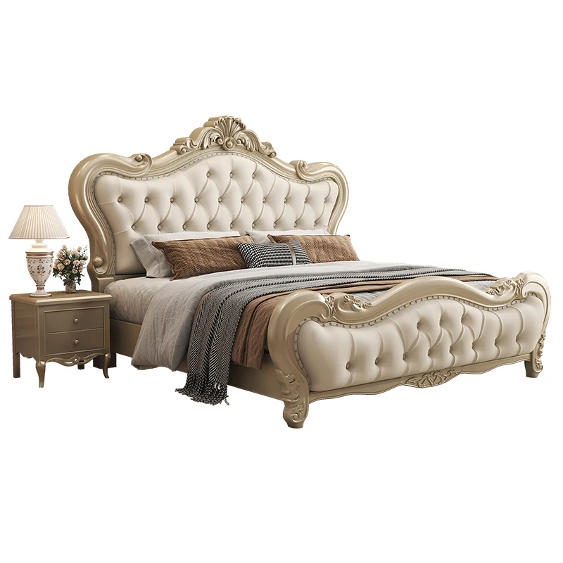 

American light luxury solid wood bed modern simple European double 1.8 meters princess bed French court master bedroom wedding b