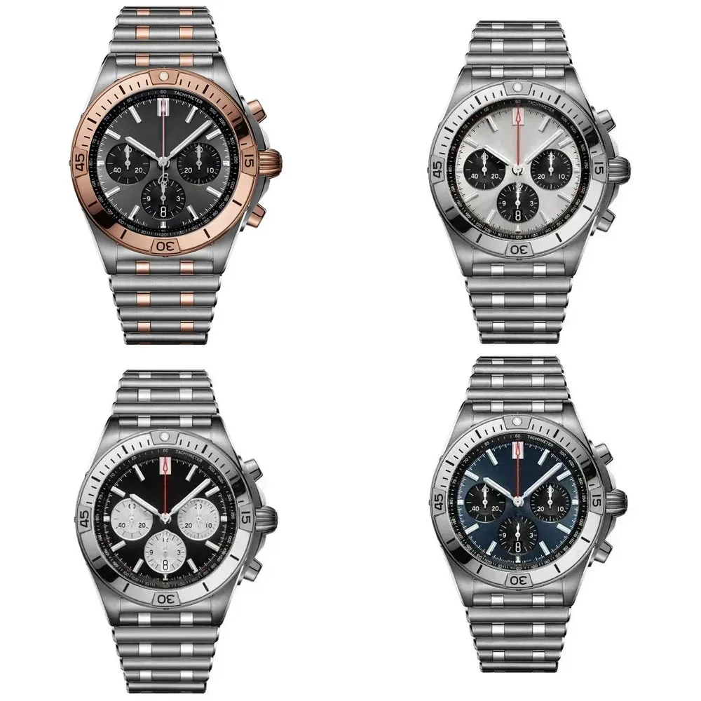 

wholesale price custom logo high quality luxury watch 44mm Men's Quartz Chronograph Date Stainless Steel