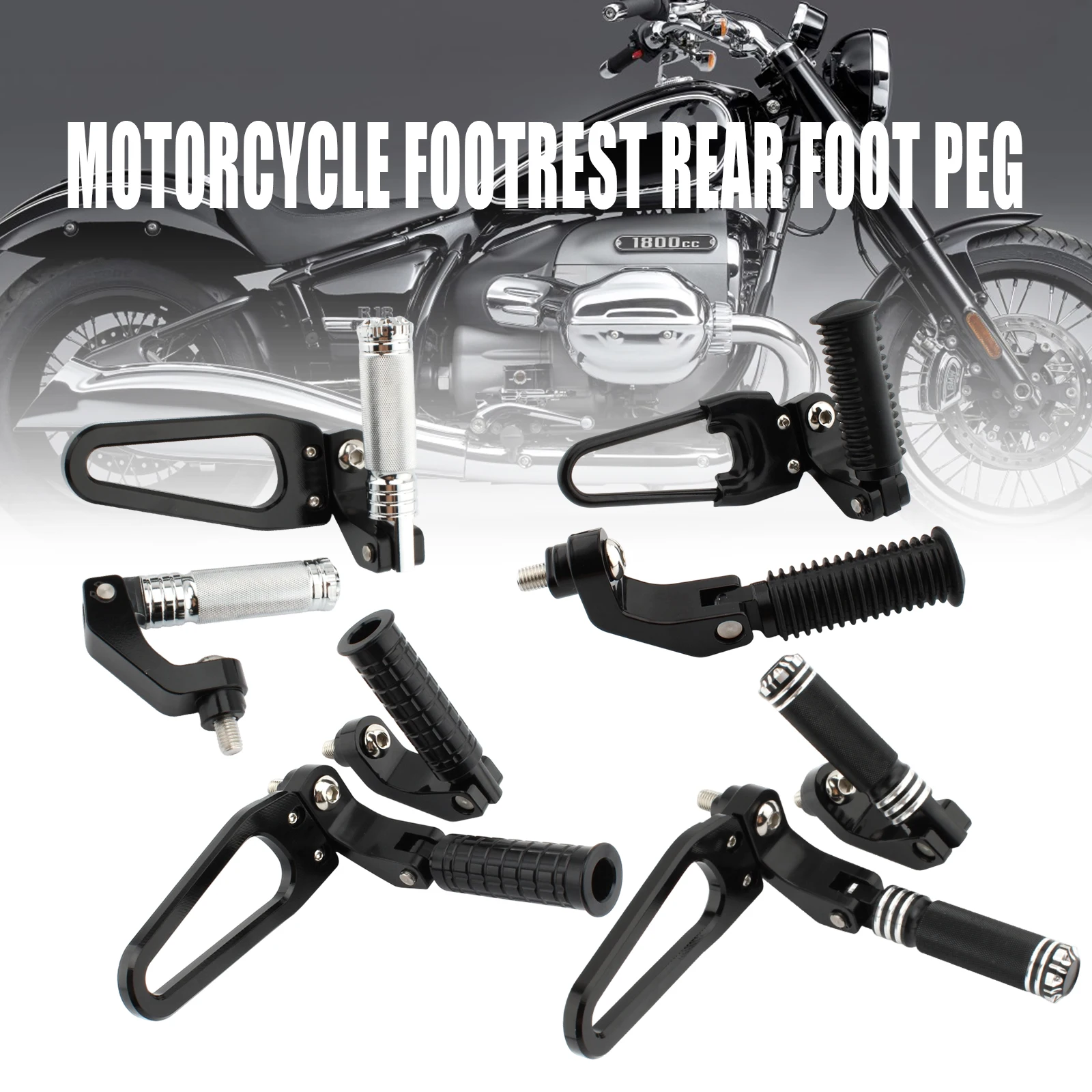 For BMW R18 R18 Classic R18B Transcontinental 2020-2026 2Pcs CNC Aluminum Passenger Foot Pegs Motorcycle Footrest Black 1 Pair