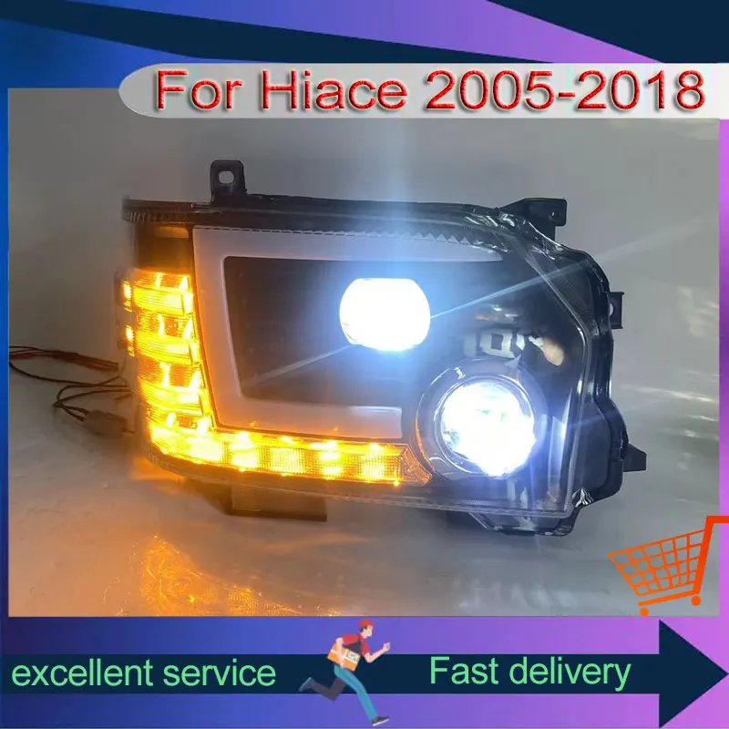 

Headlights LED For Toyota Hiace 2005-2018 Refit Front Lamp High And Low Beam Lenses Streamer Turn Signal Lights Auto Accessories