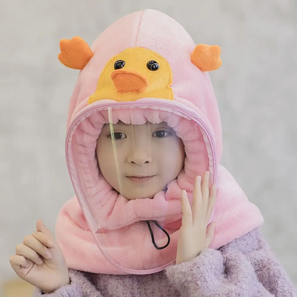Fashion Cartoon Kids Integrated Cap Scarf Windproof Winter Warm Hooded Anti-Fog Hat Ear Protection Thicken Snow Caps Children