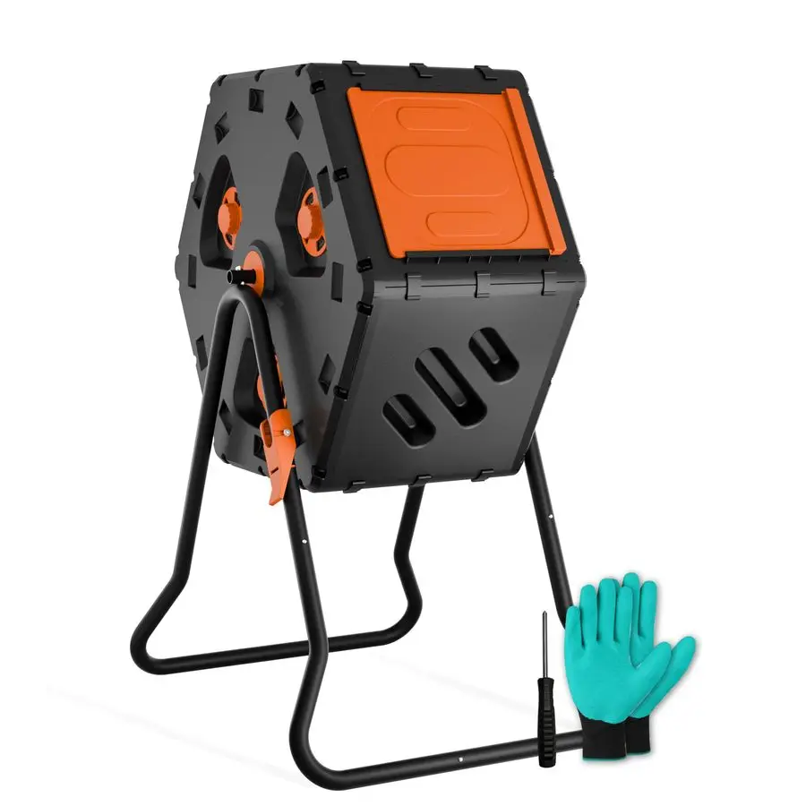 

Компостер-тумблер 85 л (22,5 галлонов), легко собираемый, для улицы, с вращением на 360°, для сада, заднего двора и двора, подарки для садоводов