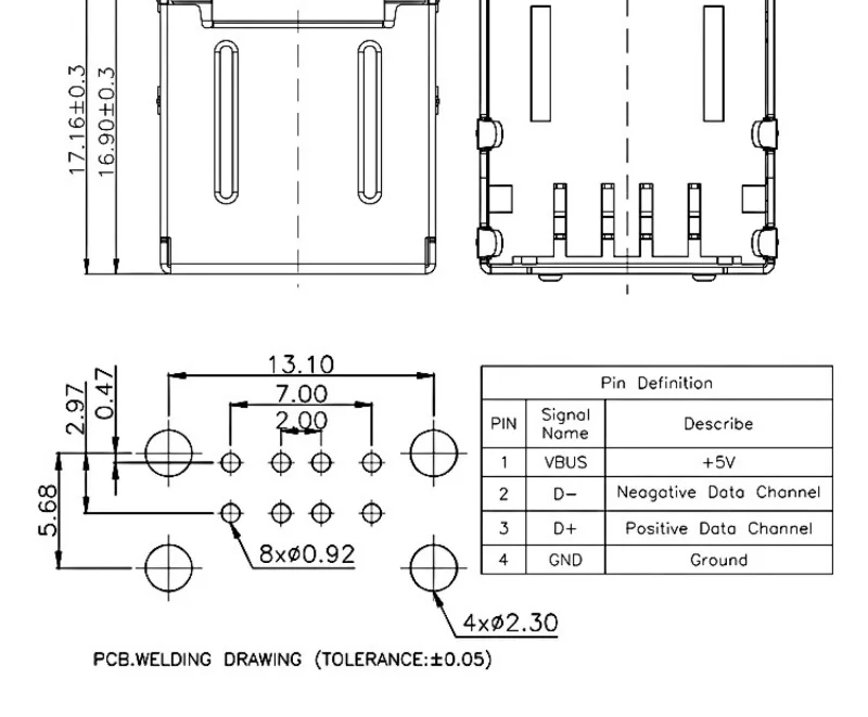 10 Stück Einlagige Doppel-Vollverpackung A-Typ AF90 Grad Horizontale Schnittstelle USB-Buchse Computer-Motherboard – Detail 3