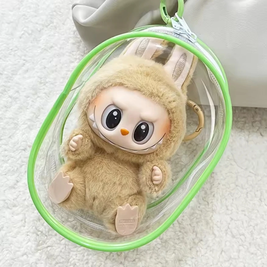 11cm*7cm Transparent Protector Storage Case Organizer Box for Plush Dolls Toy Outdoor Bag With Keychain Doll Accessories
