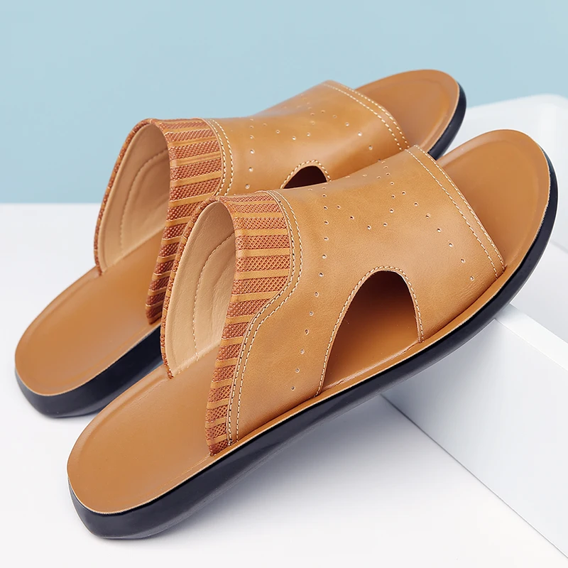 

High-quality men's sandals summer men's suede slippers fashion outdoor breathable beach shoes Oxford plus size slippers 47 48