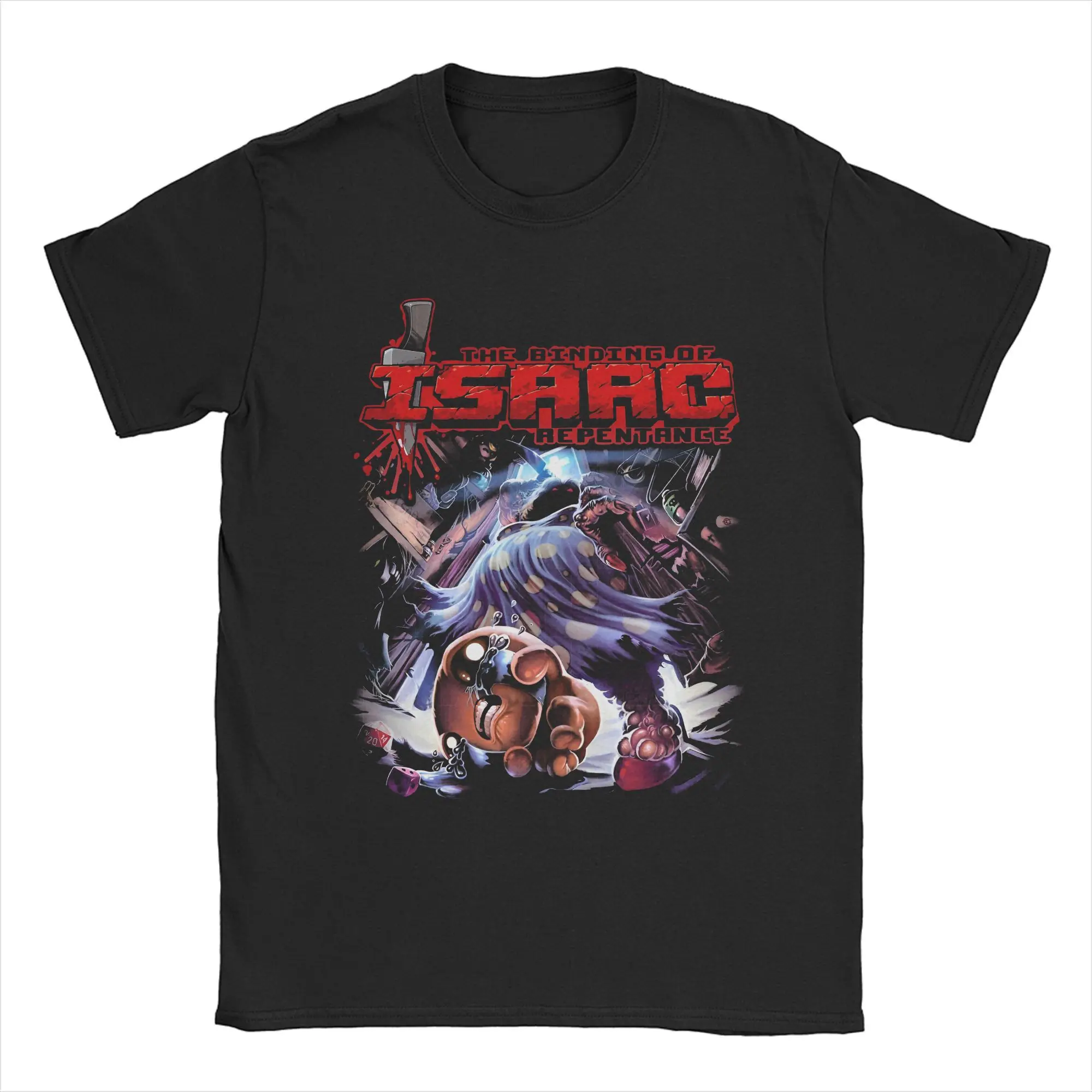 Awesome The Binding of Isaac Video Game T-Shirt Men O Neck Pure Cotton T Shirts Cartoon 90s Short Sleeve Tees Plus Size Tops