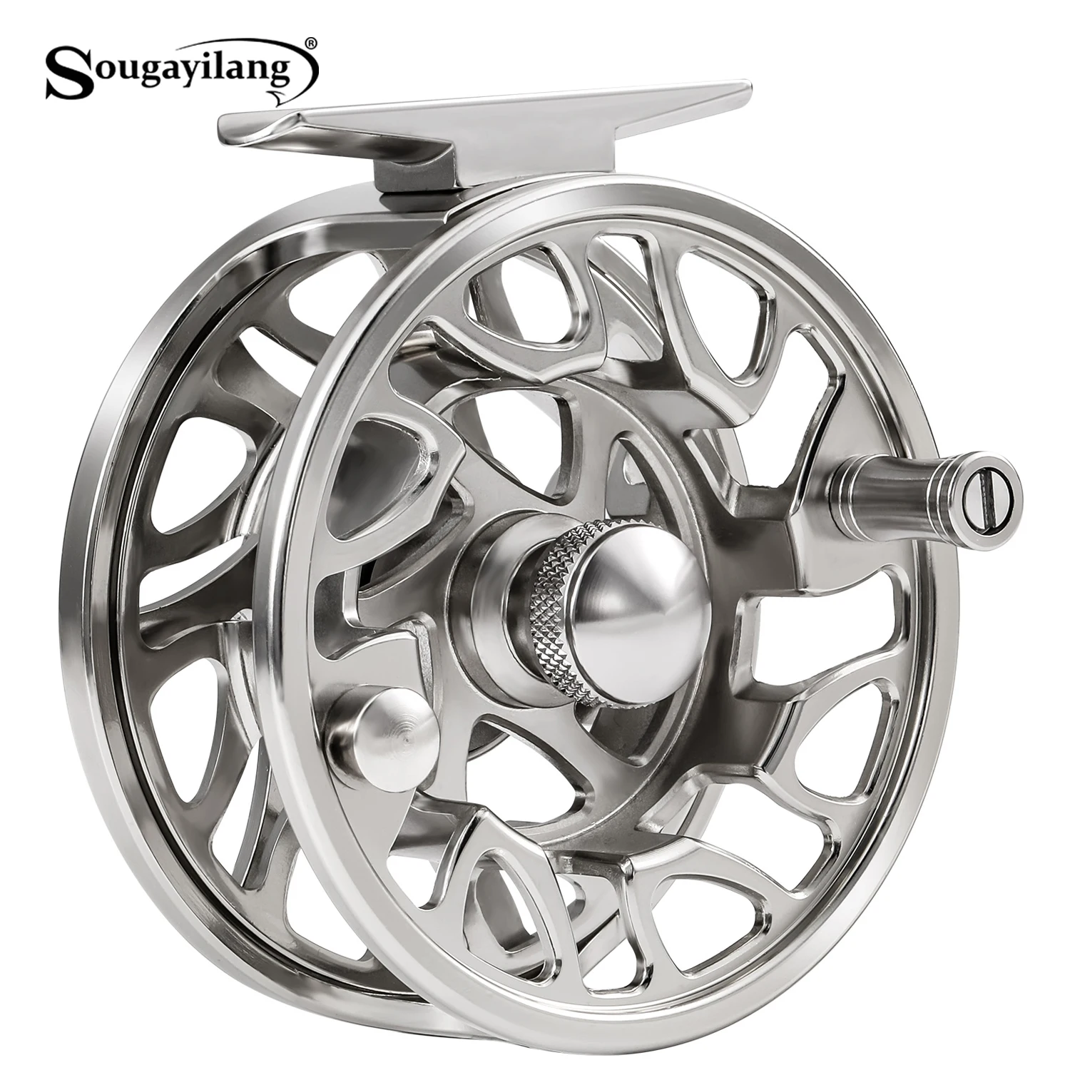 Sougayilang Fliegenfischerrolle, CNC-gefräste Aluminium-Fliegenrolle, vollständig versiegeltes Bremsensystem, links-/rechtshändig umschaltbar, für Forellen und Barsche