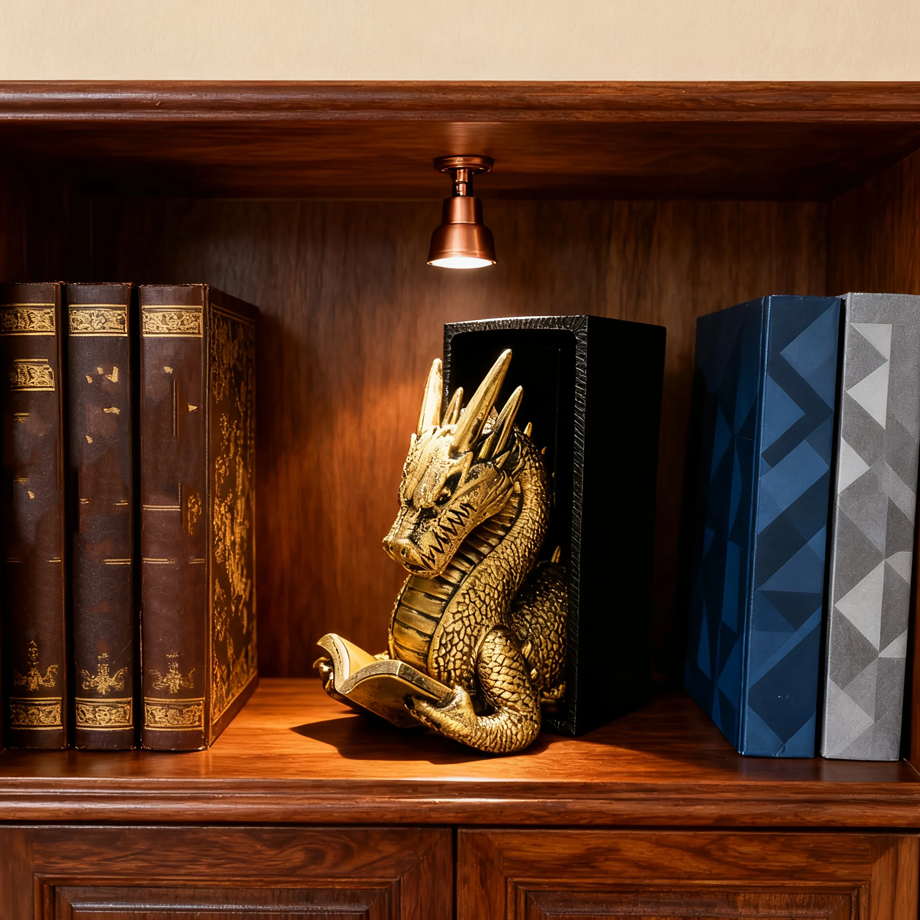 Resin Dragon Design Bookends Gothic Style Mighty Dragon Tail Bookshelf Ornament Decorative Handmade Handicraft Shelf Decor Gifts