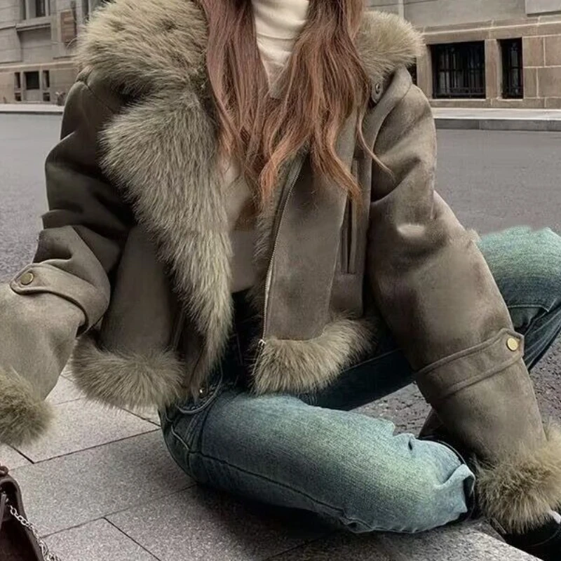 Suede Short Motorcycle Jacket 2025 Autumn and Winter Korean Women's Jacket with A Sense of Leisure Design