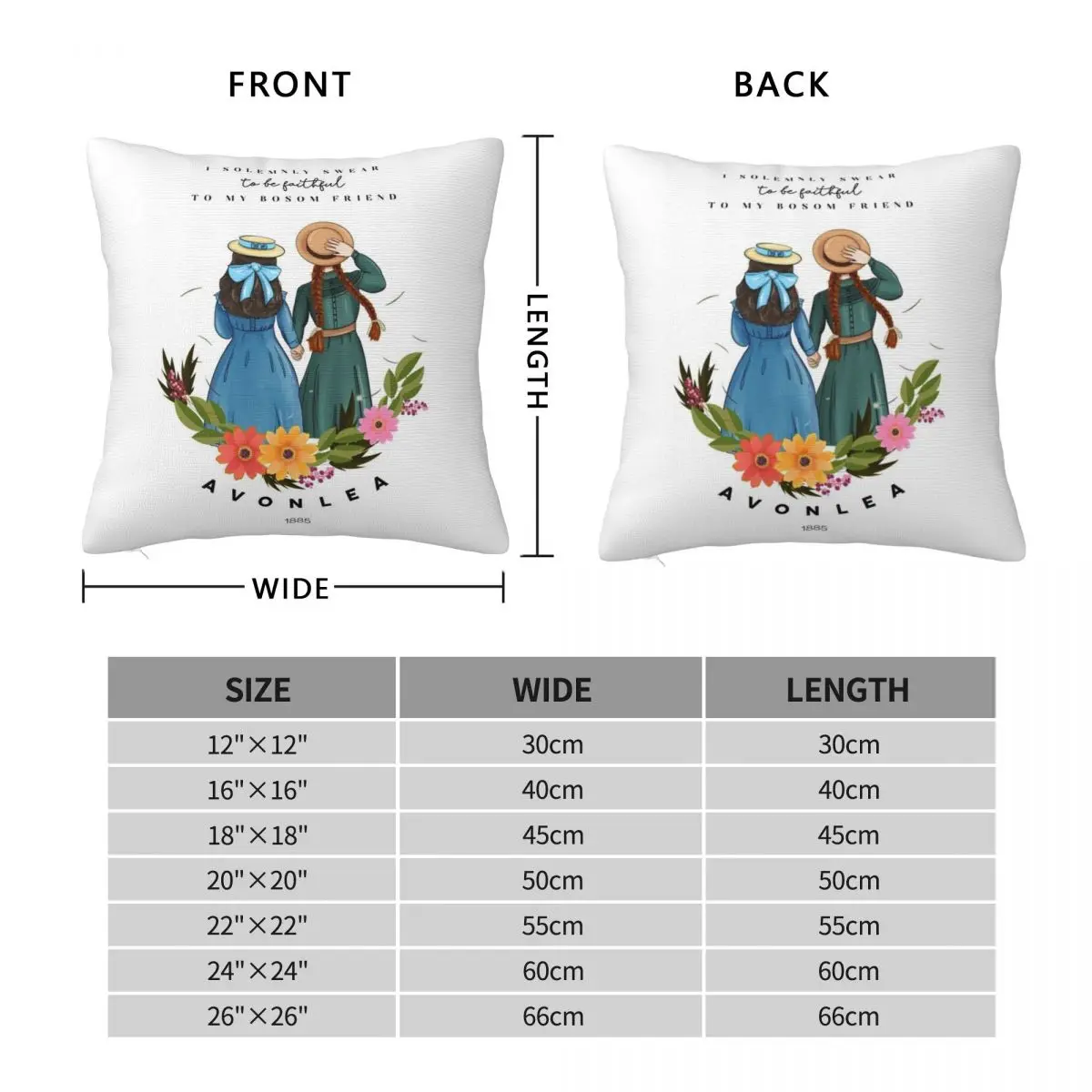 Anne with an E and Diana from Avonlea Green Gables - Best Friends Throw Pillow Christmas Covers Cushion Cover For Sofa