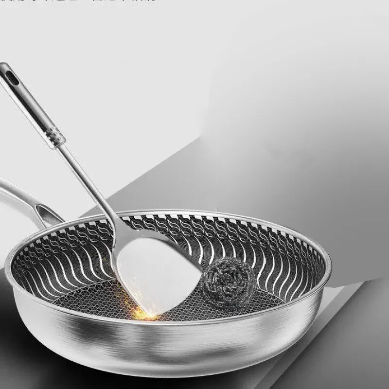 316 Stainless Steel Tri-Ply Honeycomb Wok, Double Sided Non-Stick Skillet for All Stoves