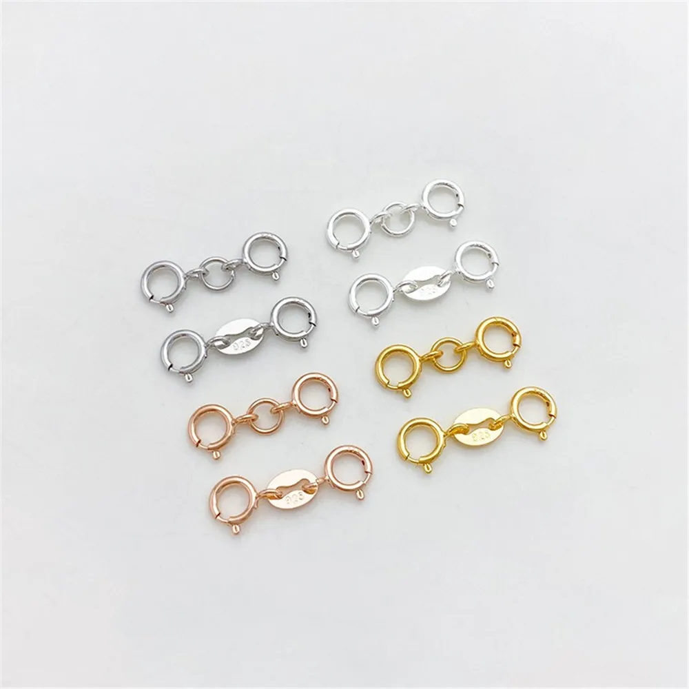 S925 Sterling Silver Bracelet Necklace Double Head Spring Buckle Closed Loop Link Buckle DIY Jewelry Material Accessories K074