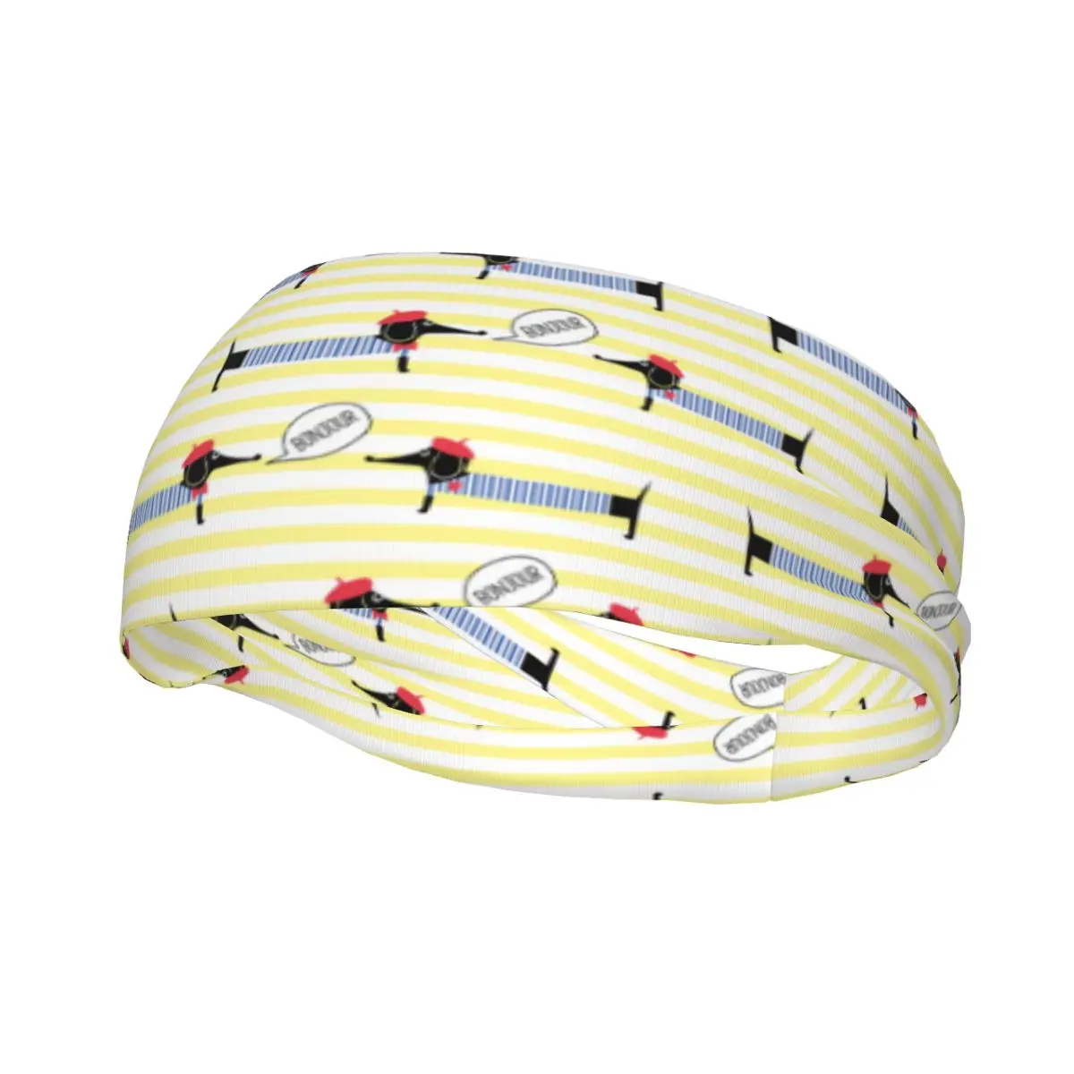 

Sports Headband Cute Cartoon Dachshund French Dressed Dog Running Fitness Sweatband Absorbent Cycling Jog Hair Bandage