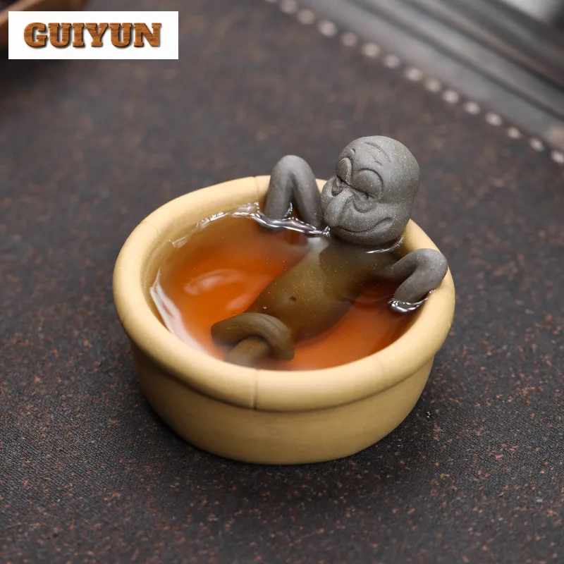 

Purple Clay Cup Octopus Brother Tea Pet Boutique Tea Spirit Tea Figurine Play Toys Tea Zisha Statue Ornaments Desktop Supplies