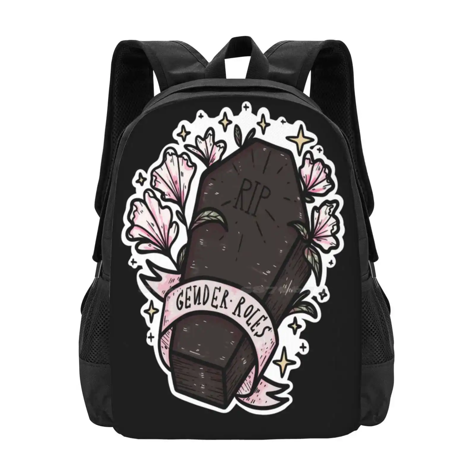 

Rip Gender Roles Pattern Design Bagpack School Bags Witches Witchcraft Witchy Magical Cauldron Coffin Gothic Crystal Ball