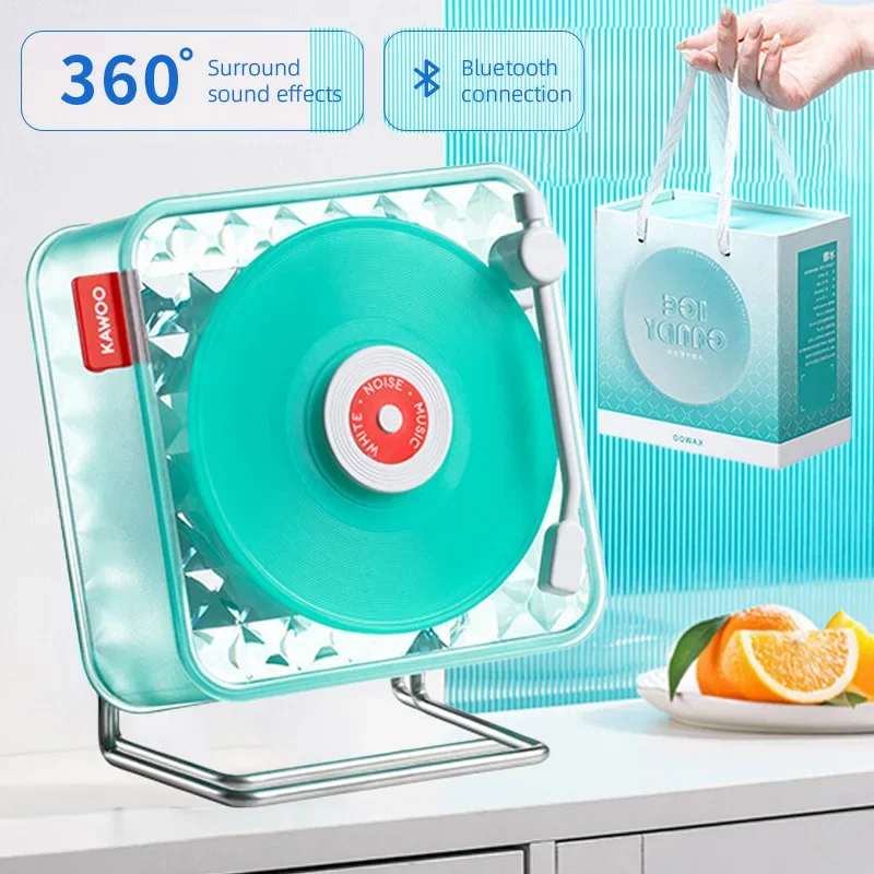 Retro Vinyl Record Player Design Bluetooth Speaker Wireless White Noise Music Box Soundbar RGB Atmosphere Light Music Player