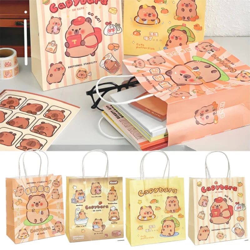 

Capybara Paper Bag with Handles Festival Party Candy Cookie Packaging Box Children's Day Gift Bag Cute Paper Bag Handbag